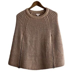 Gap Wool Knitted Knit Comfy Over Shoulder Shawl Shrug Poncho Sweater Top Tan